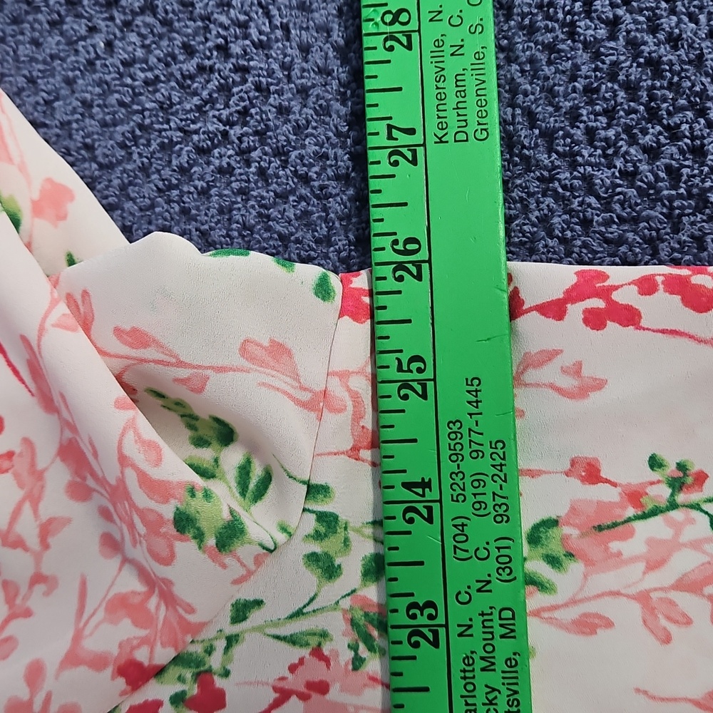 Investments 3/4 Sleeve Button Front V-neck Top: Pink W/Floral:Size- 1X - Picture 11 of 14